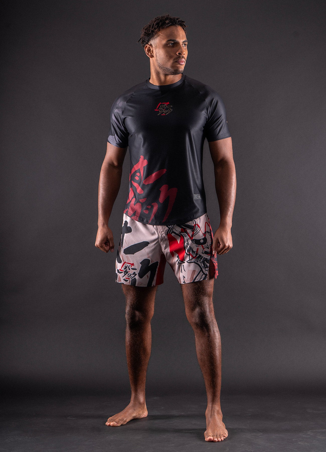 T-Shirt DryMax™ Manches Courtes Bar Tack "ONI 鬼" - Noir