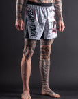 Short de MMA AeroMax™ Bar Tack x Daniel Woirin "Arctic Camo" - Blanc/Noir