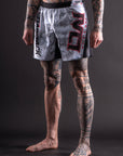 Short de MMA AeroMax™ Bar Tack x Daniel Woirin "Arctic Camo" - Blanc/Noir