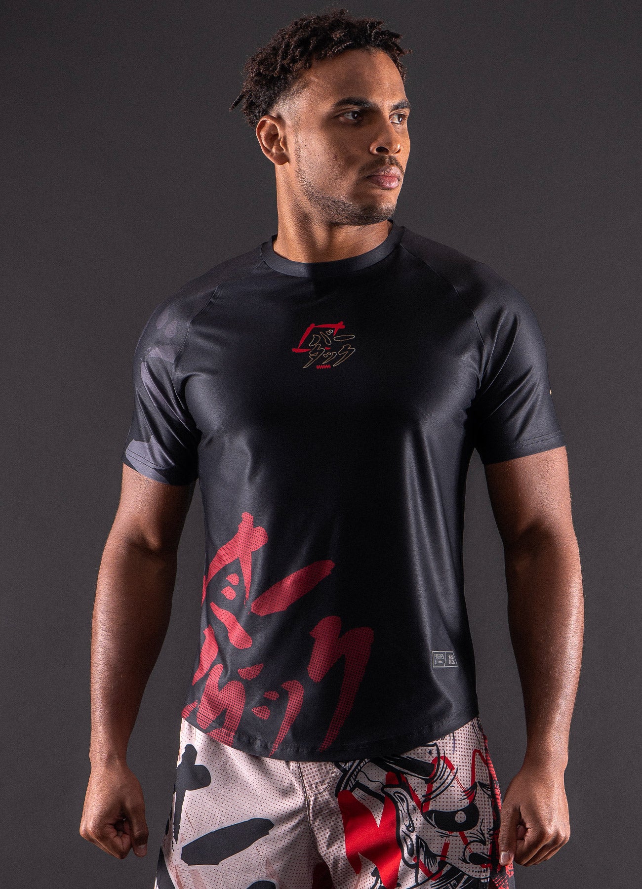 T-Shirt DryMax™ Manches Courtes Bar Tack &quot;ONI 鬼&quot; - Noir
