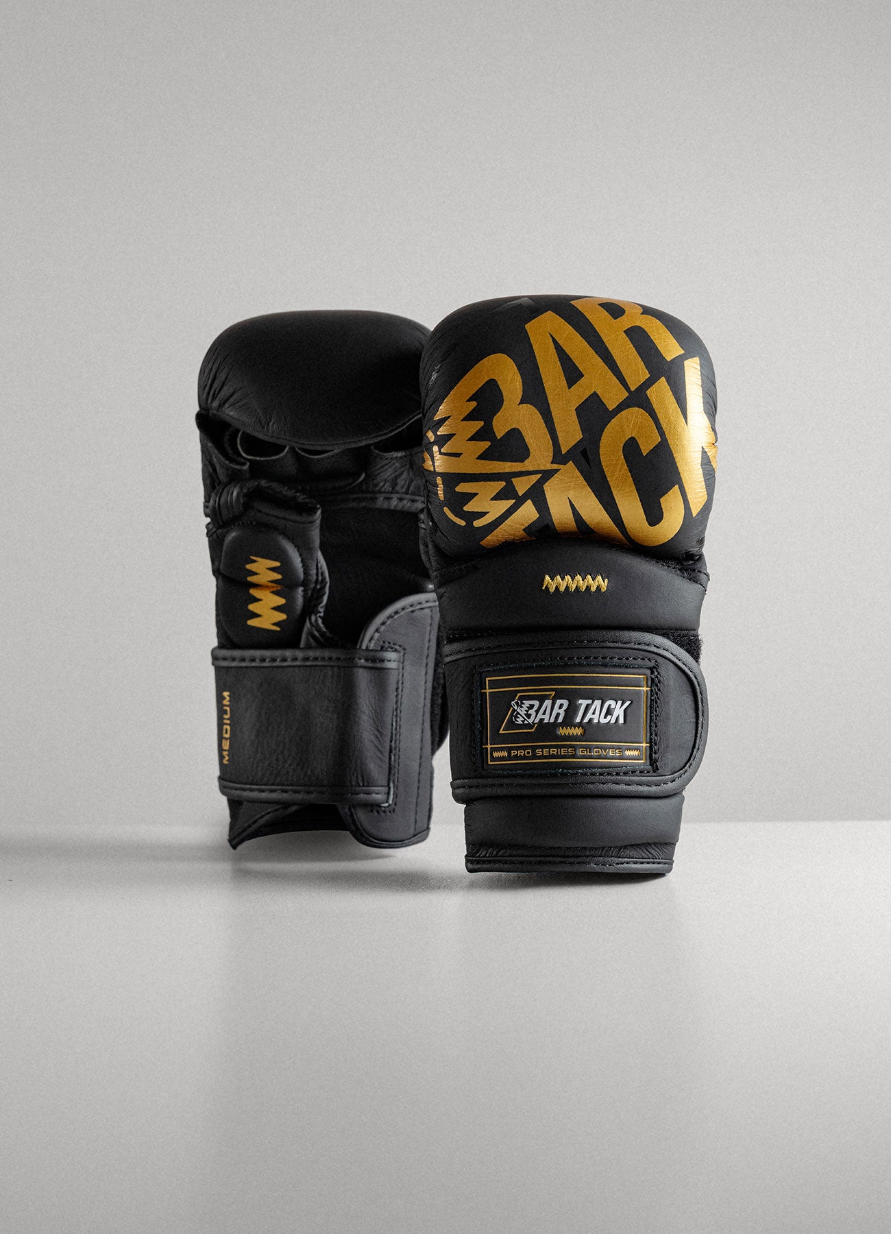 Nova™ "Gravity" Bar Tack MMA Sparring Gloves - Black/Gold