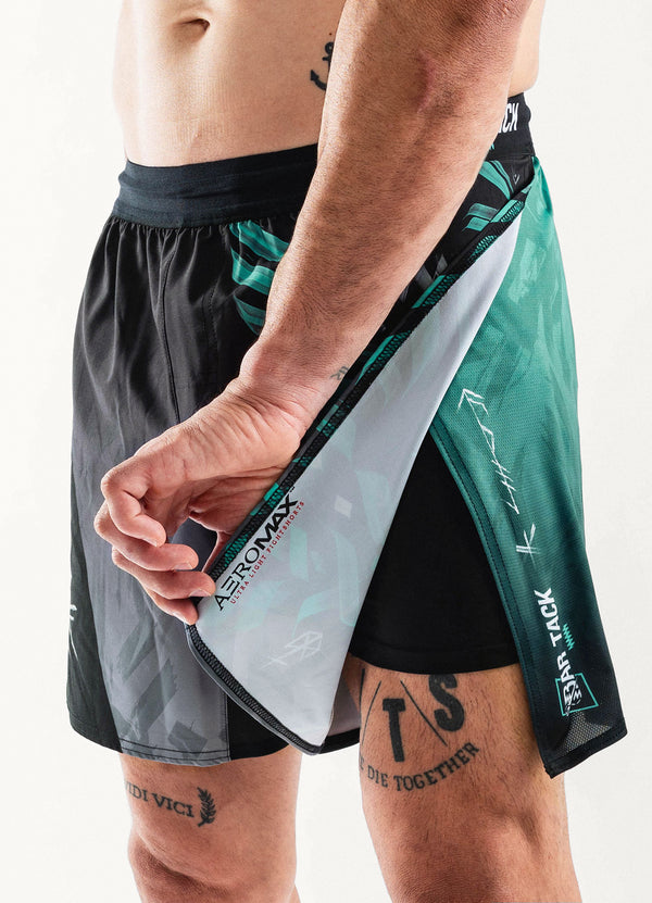 Short de MMA AeroMax™ "ODIN" - Gris/Cyan
