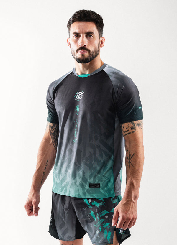 T-Shirt DryMax™ "ODIN" - Gris/Cyan