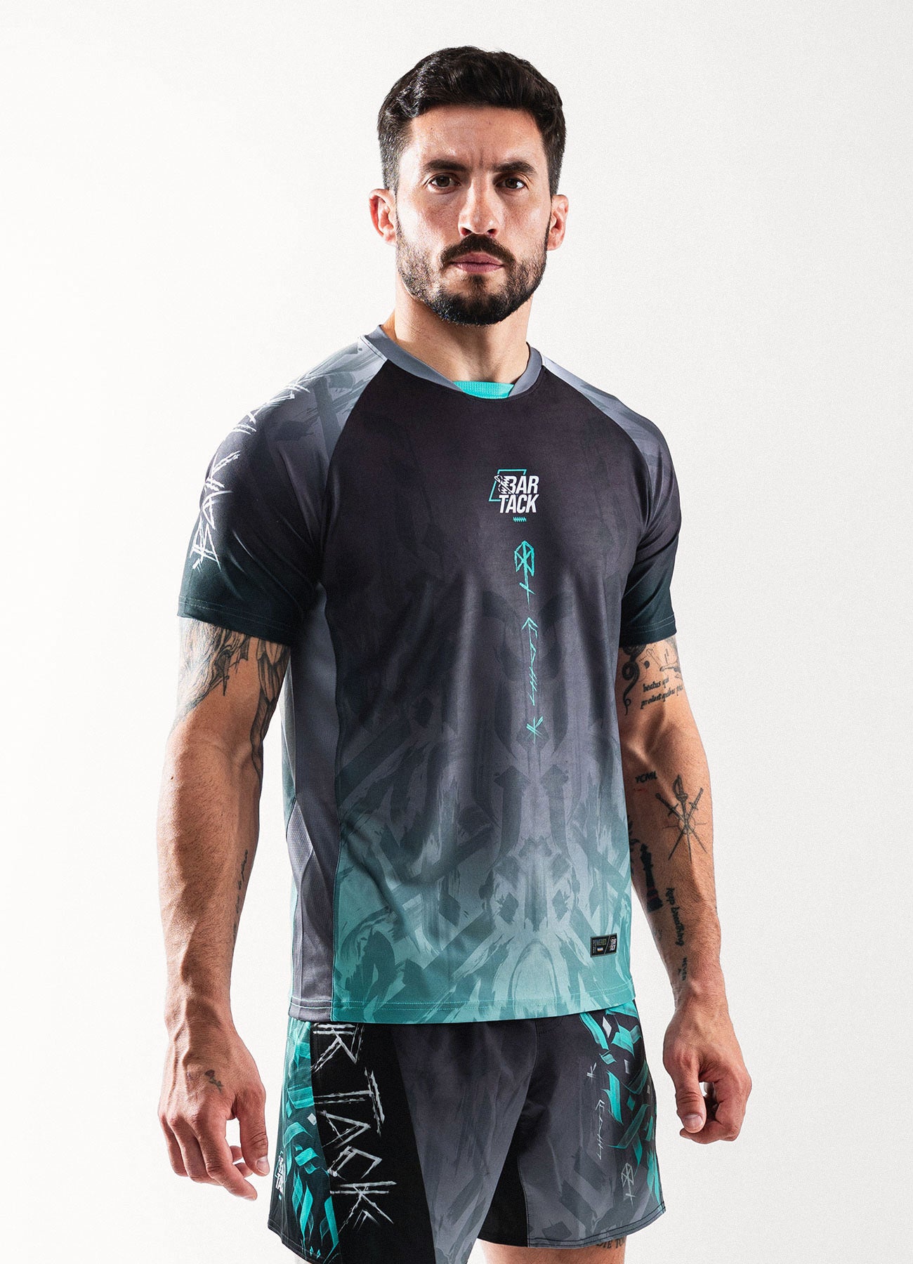 T-Shirt DryMax™ "ODIN" - Gris/Cyan