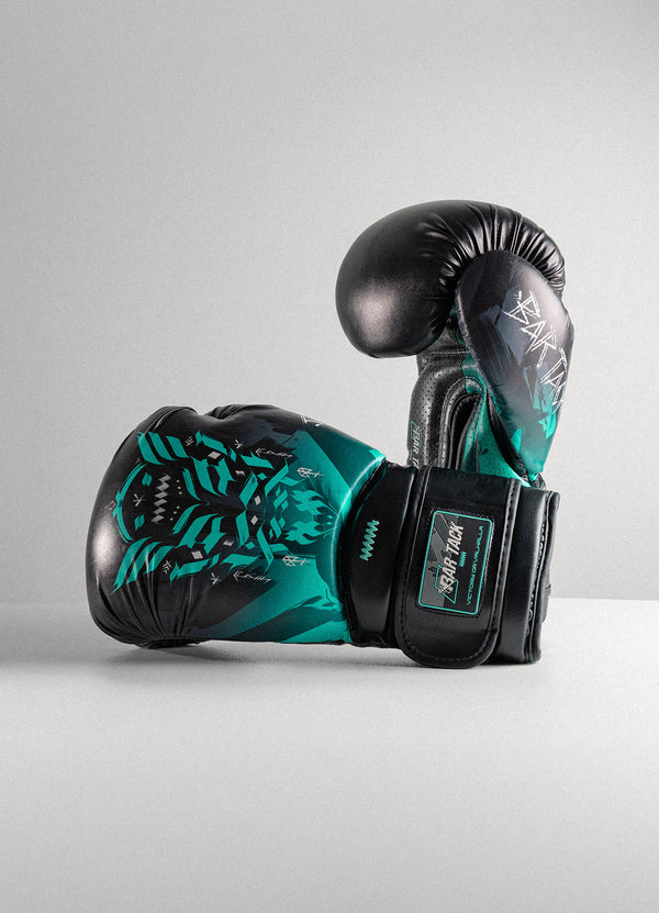 Gants de Boxe Striker™ "ODIN" - Gris/Cyan