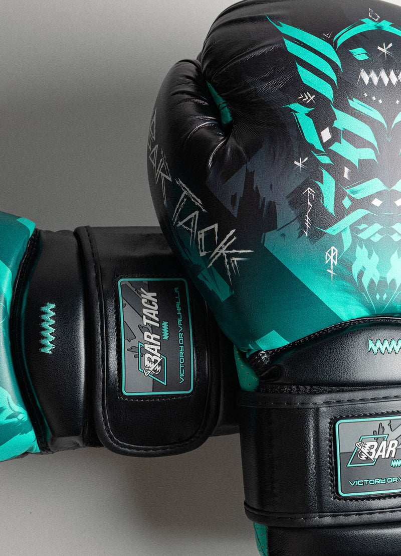 Gants de Boxe Striker™ "ODIN" - Gris/Cyan