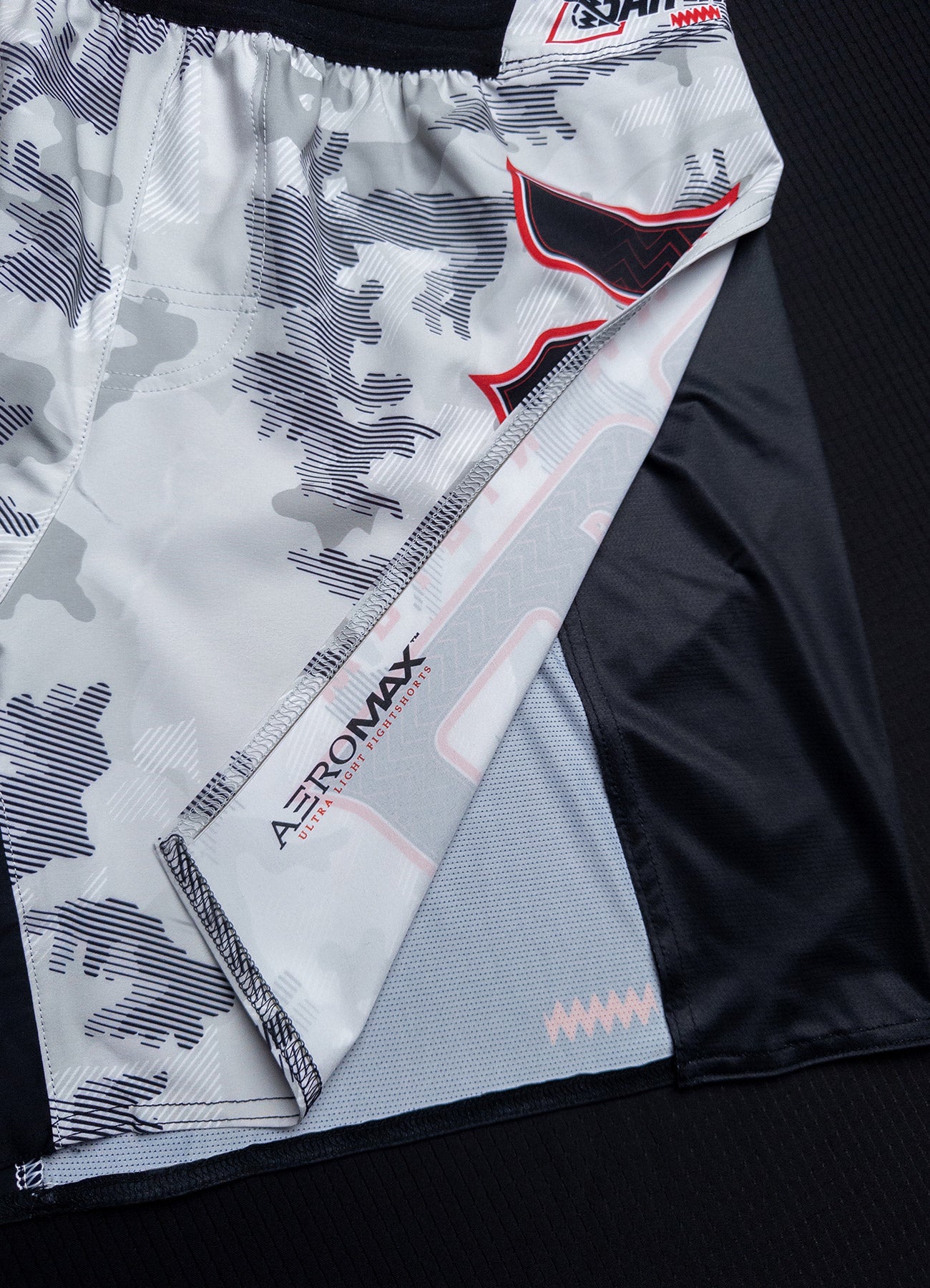 Short de MMA AeroMax™ Bar Tack x Daniel Woirin &quot;Arctic Camo&quot; - Blanc/Noir