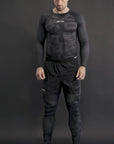 Spats de compression Bar Tack «KUROGANE 黒鉄» - Noir